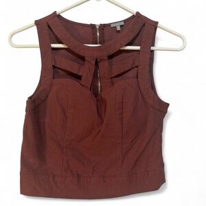 Charlotte Russe Brown Cut-Out Crop Top